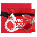 Mobile Tech Auto & Home Charging Kit w/ Earbuds & Microfiber Cloth in Polyester Zipper Pouch
